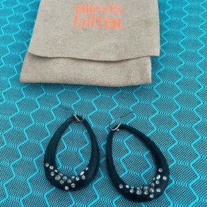 Alexis Bittar black and rhinestone hanging earrings.